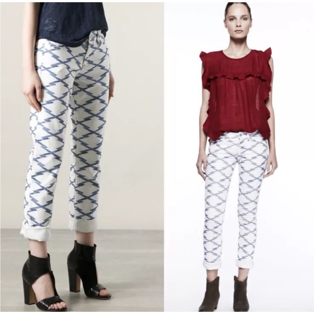 ISABEL MARANT ETOILE IKAT NESSA Luxury EU 42 Nelly Black White Jeans SZ 10 EUC